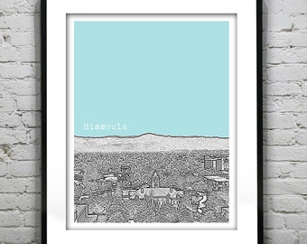 Missoula Montana Poster City Skyline Art Print MT Item T1129