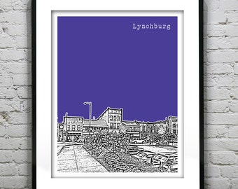 Lynchburg Virginia Poster Art City Skyline Print VA Downtown