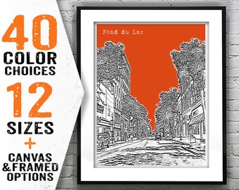 Fond Du Lac Wisconsin Poster Print Art Skyline WI Item T2174