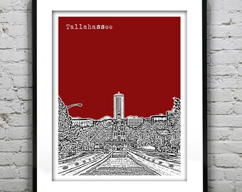 Tallahassee Florida City Skyline Poster Art Print Florida