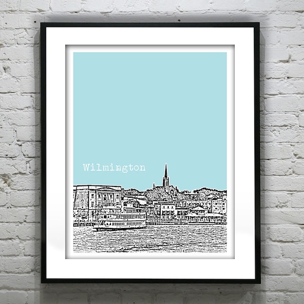 Wilmington North Carolina Skyline Art Print Poster NC Item T1285