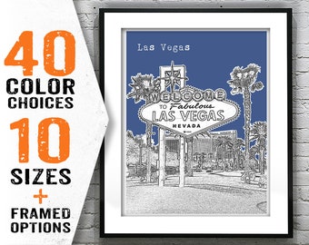 Las Vegas Skyline Poster Sin City Art Print Nevada Sign Item T1824