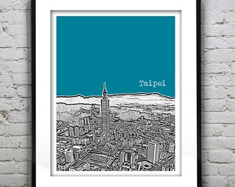 Taipei Taiwan Poster Print Skyline Travel Art Asia