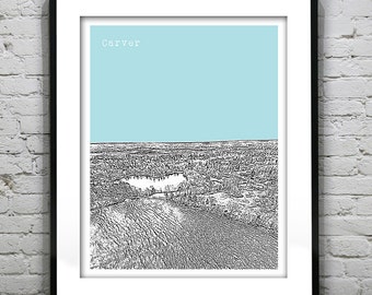 Carver Massachusetts Skyline Poster Art Print MA