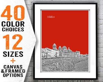 Cadiz Spain City Skyline Poster Art Print ItemT5189
