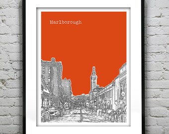Marlborough Massachusetts Skyline Poster Art Print MA Item T1282