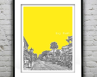 Key West Skyline Poster Art Print Florida Keys FL Version 4