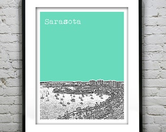 Sarasota Bay Skyline Poster Art Print Florida FL