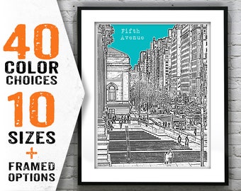 Fifth Avenue 5th Ave. Skyline Art Print Poster New York City NY Item T1474