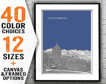 Lichtenstein Skyline Poster Art Print Vaduz Castle Item T2278