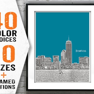 Boston Skyline Poster Art Print Massachusetts MA From the Charles River Item T1761