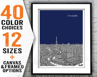 Chengdu Poster Art Print Skyline China Item T5181