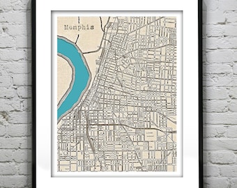 Memphis Tennessee Poster Art Print Old Vintage Map Item T2708