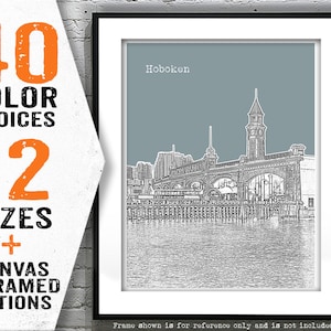 Hoboken New Jersey Poster Print Art NJ Skyline Item T1138