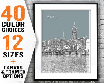 Hoboken New Jersey Poster Print Art NJ Skyline Item T1138