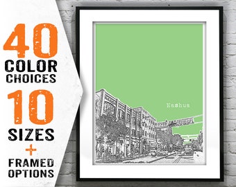 Nashua Skyline Poster Art Print New Hampshire NH Item S7001