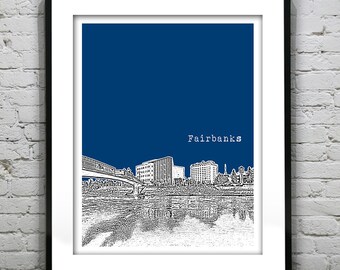 Fairbanks Alaska Skyline Poster Art Print AK