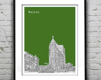 Warren Pennsylvania Poster Art Skyline Print PA
