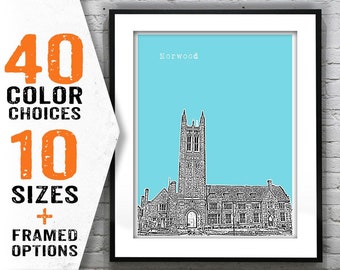 Norwood Massachusetts Skyline Poster Art Print MA Item T1678