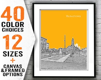 Watertown New York SkylineArt Poster Print NY Item T2417