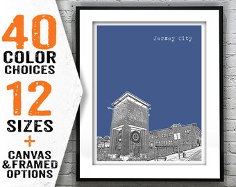 Jersey City New Jersey Poster Skyline Art Print NJ Version 2