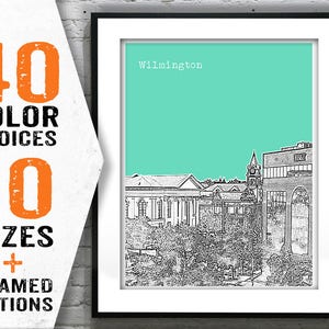 Wilmington North Carolina Skyline Art Print Poster NC Item T1415