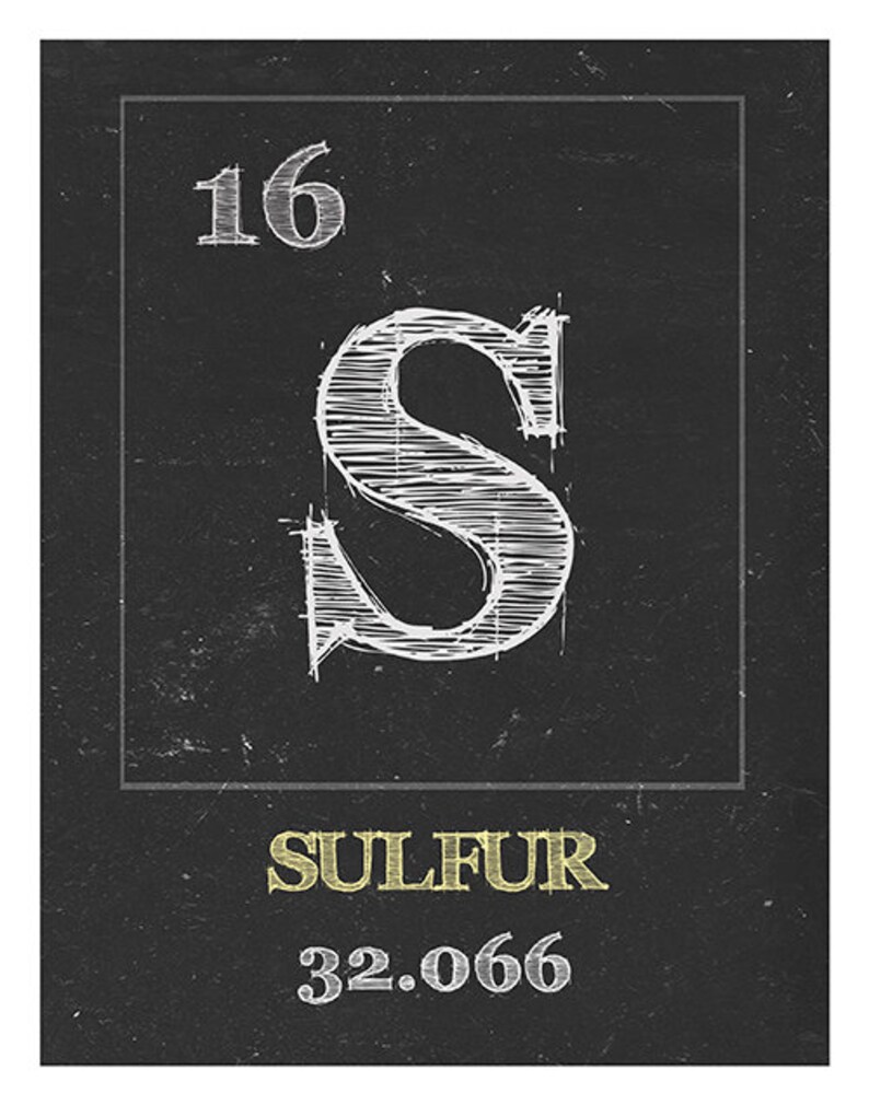 Periodic Table Sulfur Poster Art Print Periodic Table of Elements S 16 ...