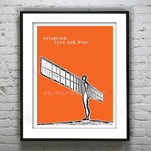 Gateshead Tyne and Wear Poster England Angel of the North Art Print Skyline
