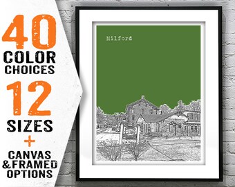 Milford New Jersey Skyline Poster Art Print NJ Item T2342