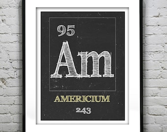 Periodic Table Americium Poster Art Print Periodic Table of Elements Am 95