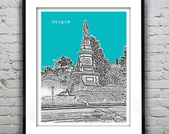 Saugus Skyline Poster Art Print Massachusetts MA Version 2