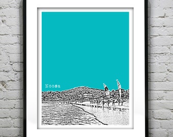 Noosa Australia Skyline Poster Art Print Noosa Beach Version 1