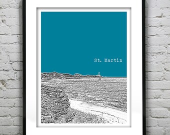 St. Martin St. Maarten Skyline Poster Print Art Version 1