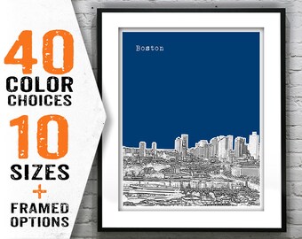 Boston Skyline Poster Art Print Massachussetts MA Item T1753