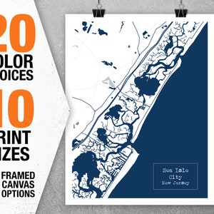 Sea Isle City New Jersey Shore Map Poster Print Art NJ Item T5447