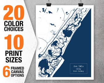 Sea Isle City New Jersey Shore Map Poster Print Art NJ Item T5447