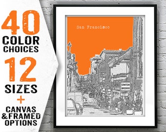 San Francisco China Town Poster Print Skyline Art California CA Item T2837