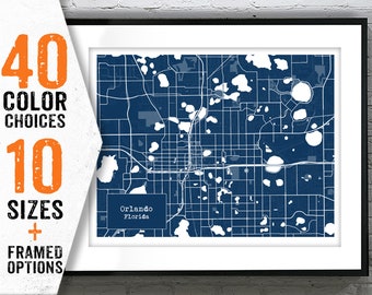 Orlando Florida Blueprint Map Poster Art Print Item T3001