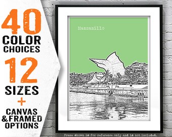 Manzanillo Mexico Skyline Poster Art Print Item T4833