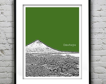 Ometepe Island Nicaragua Poster Art City Skyline Print Version 2