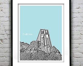 Sedona Arizona Church Wall Art Print Poster Skyline Item T4885