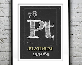Periodic Table Platinum Poster Art Print Periodic Table of Elements Pt 78