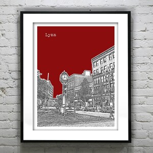Lynn Massachusetts Skyline Poster Art Print MA Version 1