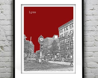 Lynn Massachusetts Skyline Poster Art Print MA Version 1