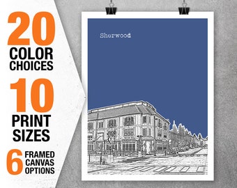 Sherwood Oregon Skyline Poster Art Print California OR Item 5494