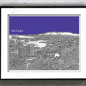 Malaga Spain City Skyline Poster Art Print Item T2645