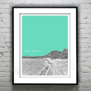 Koh Samui Thailand Skyline Poster Print Art Beach Version 2