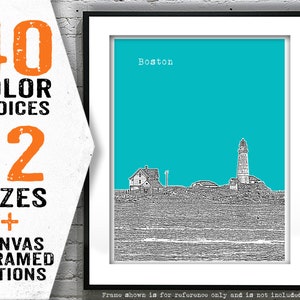 Boston Lighthouse Poster Art Print Skyline Massachusetts MA Item T4065
