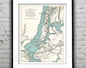 Map Poster Art Print Long Island New York Old Vintage Map Item T5114