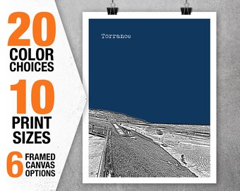 Torrance California Skyline Poster Art Print California CA Item 5493